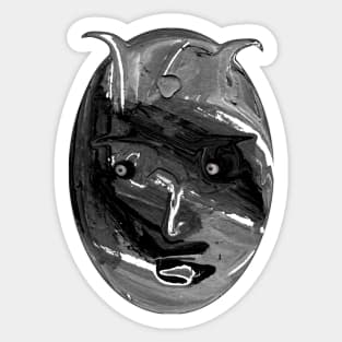 Black And White Young Devil Head Sticker